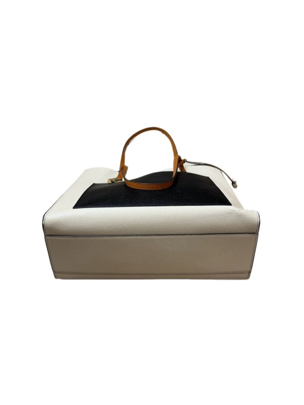 Marc Jacobs Grind Colorblock Leather Tote Bag Cream Black